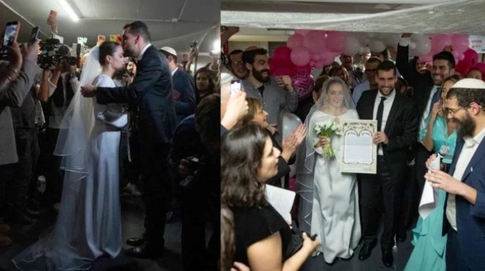 যুদ্ধের মাঝেই মাটির নিচের বাঙ্কারে বিয়ে করলেন ইসরায়েলি যুগল